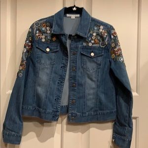 Boston Proper Embellished Denim Jacket, Size M